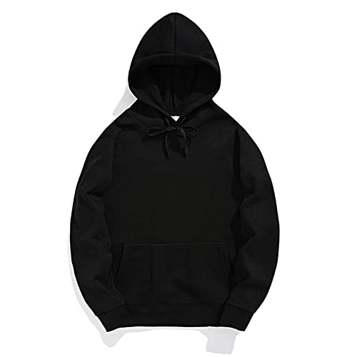 Men's Black Hoodies 2024 Casual Hooded Sweatshirt Slim Fit Drawstring Hoodies Pullover Sweatshirts Long Sleeve Shirts Solid Pullover Hoodie Stretch Pullover Sweater Comfort Hooded Sweatshirt XXXL