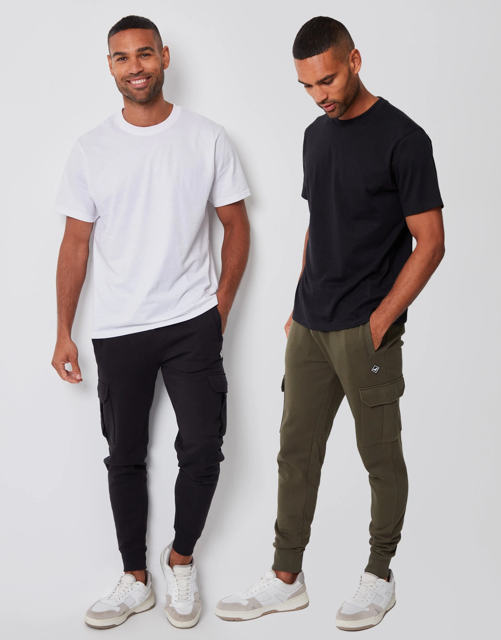 Men's Black & Khaki Cargo Style Joggers (2 Pack)