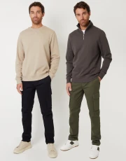 Men's Black & Khaki Cargo Style Trousers (2 Pack)