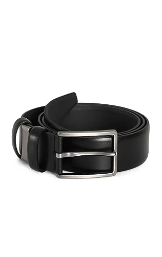 Mens Black Leather Belt-M (34-36in)