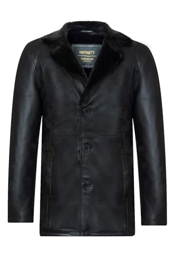 Men's Black Leather Classic Soft Real Italian Leather Blazer Jacket Coat
