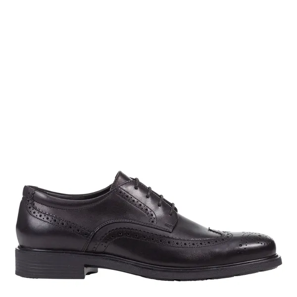 Mens Black Leather Dublin Brogue - Black