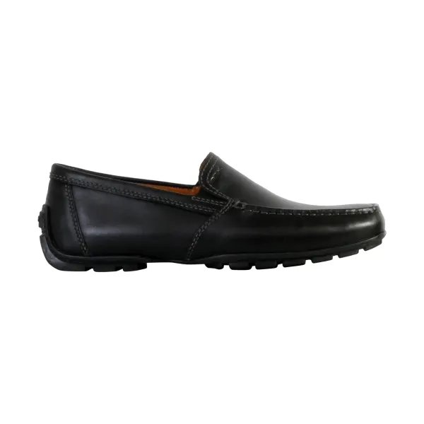 Mens Black Leather Moner Moccasin - Black