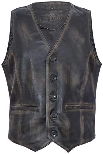 Mens Black Leather Waistcoat Casual Classic Formal Traditional Gilet Vest XL
