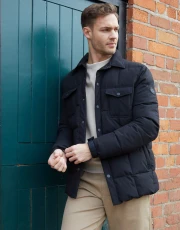 Mens Black Lightweight Collared Quilted Jacket