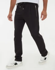 Men's Black Pique Open Hem Joggers