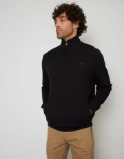 Men's Black Quarter Zip Knitted Sweatshirt