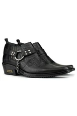 Mens Black Real Leather Wincklepickers Snake Pattern Cowboy Riding Western Shoes with Cuban Heel and Leather Chain 10 Mens Black Real Leather Wincklepickers Snake Pattern Cowboy Riding Western Shoes with Cuban Heel and Leather Chain 10