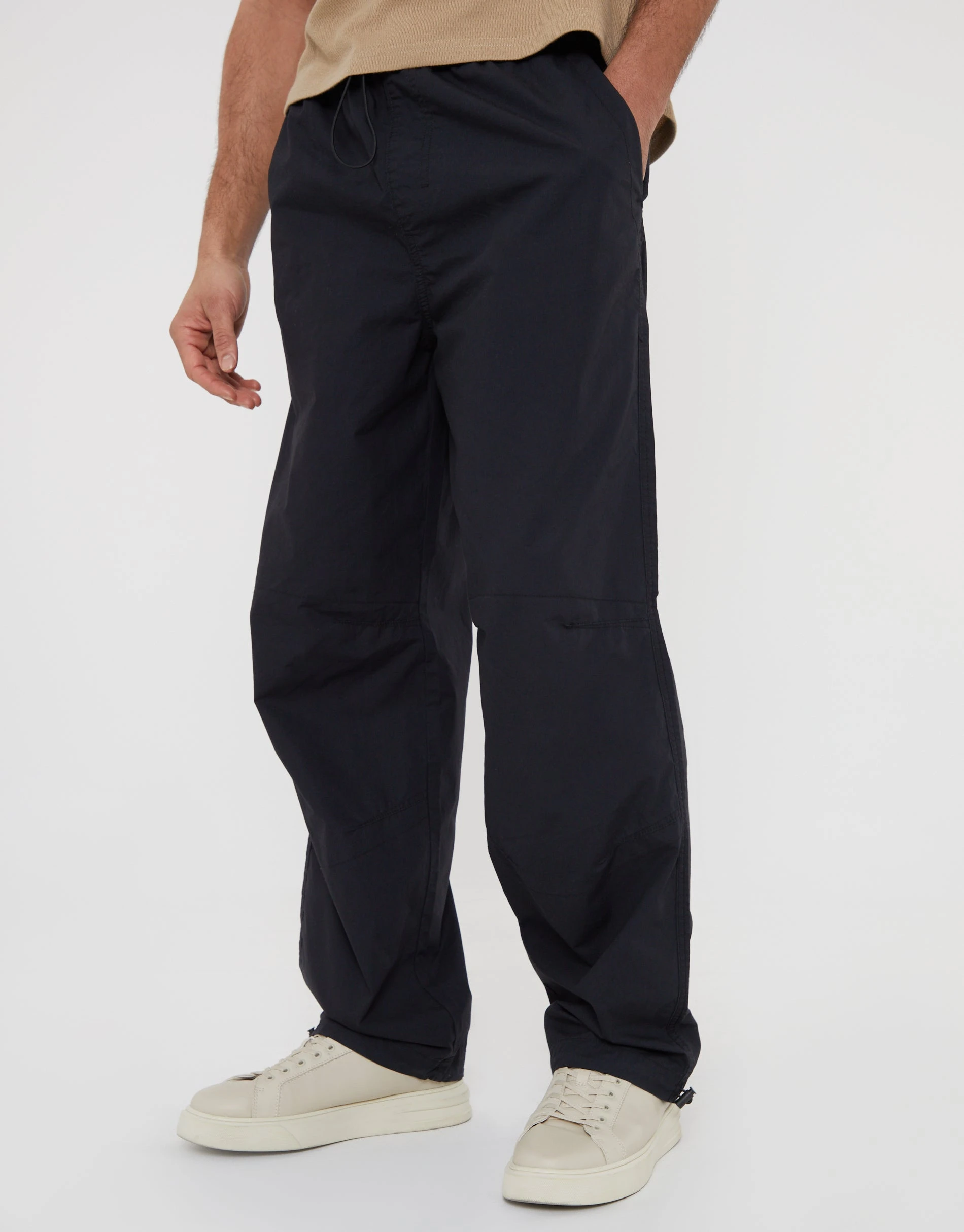 Men's Black Relaxed Fit Jogger Style Cuffed Trousers