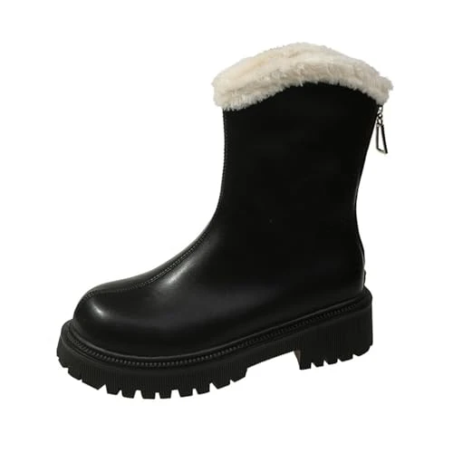 mens black shoes Winter Boots For Women Non Slip Ankle Boots Slip On Mid Boots Snow Boots Waterproof Walking Boots Chunky Heel Trekking Boots ankle boots women sale slip on shoes women