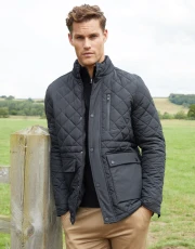 Men's Black Showerproof Quilted Patch Pocket Jacket