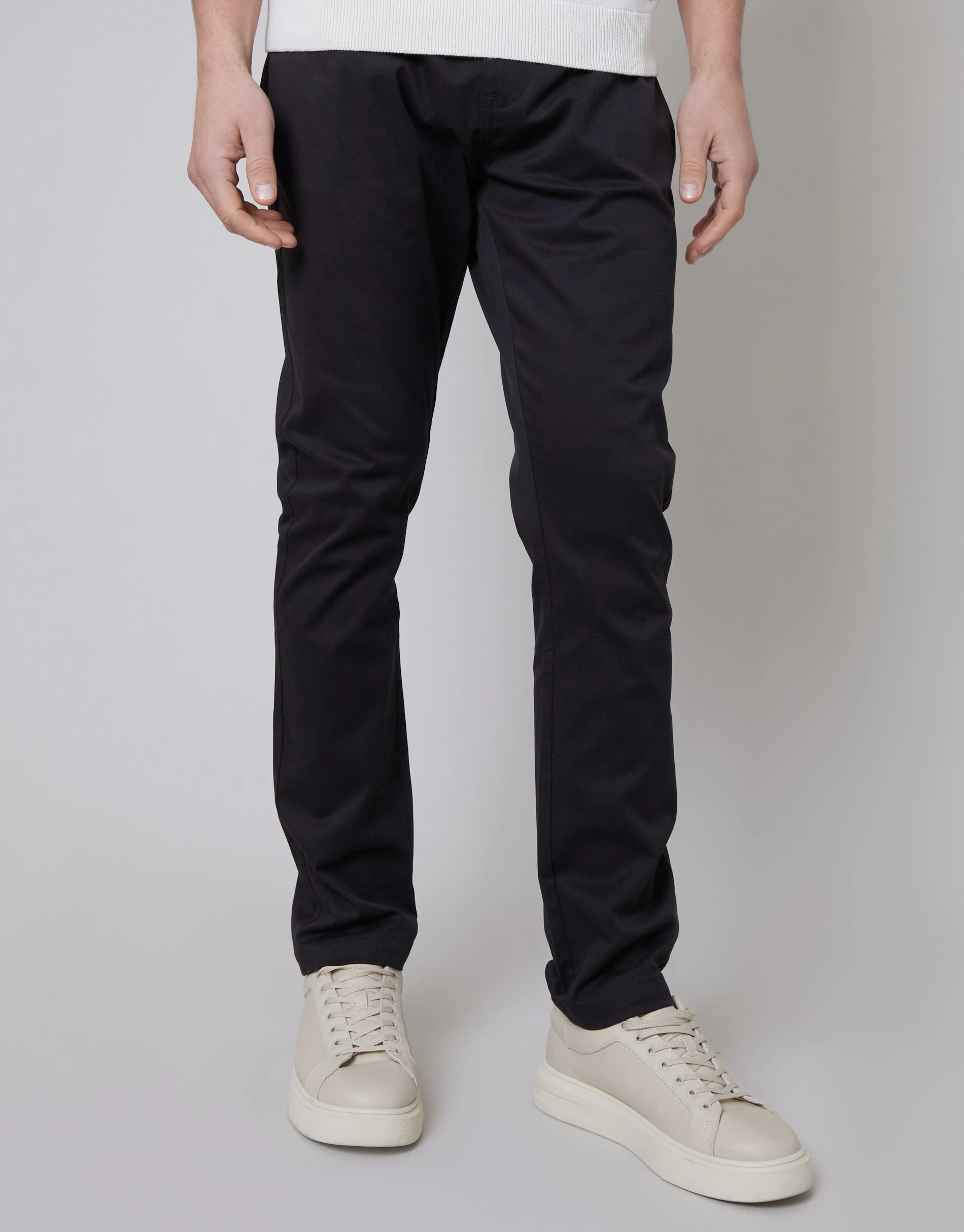 Men's Black Slim Fit 5 Pocket Chino Trousers