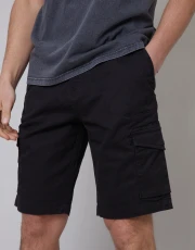 Men's Black Stretch Cargo Shorts