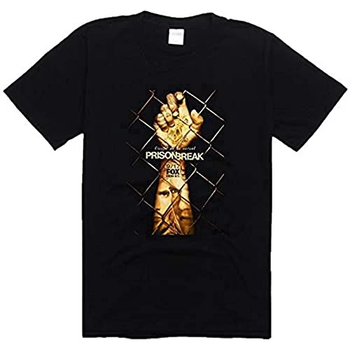 Men's Black T-Shirt Prison Break Season 5 Michael Scofield Punk Rock Funny Short Sleeve Cotton Round Neck T Shirts Casual Summer Fashion Dress Printed Tops XL