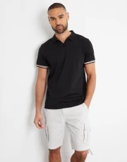 Men's Black Trophy Neck Polo Shirt