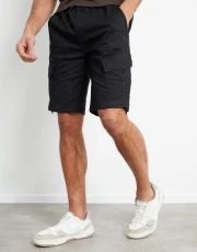 Men's Black Utility Bungee Cargo Shorts