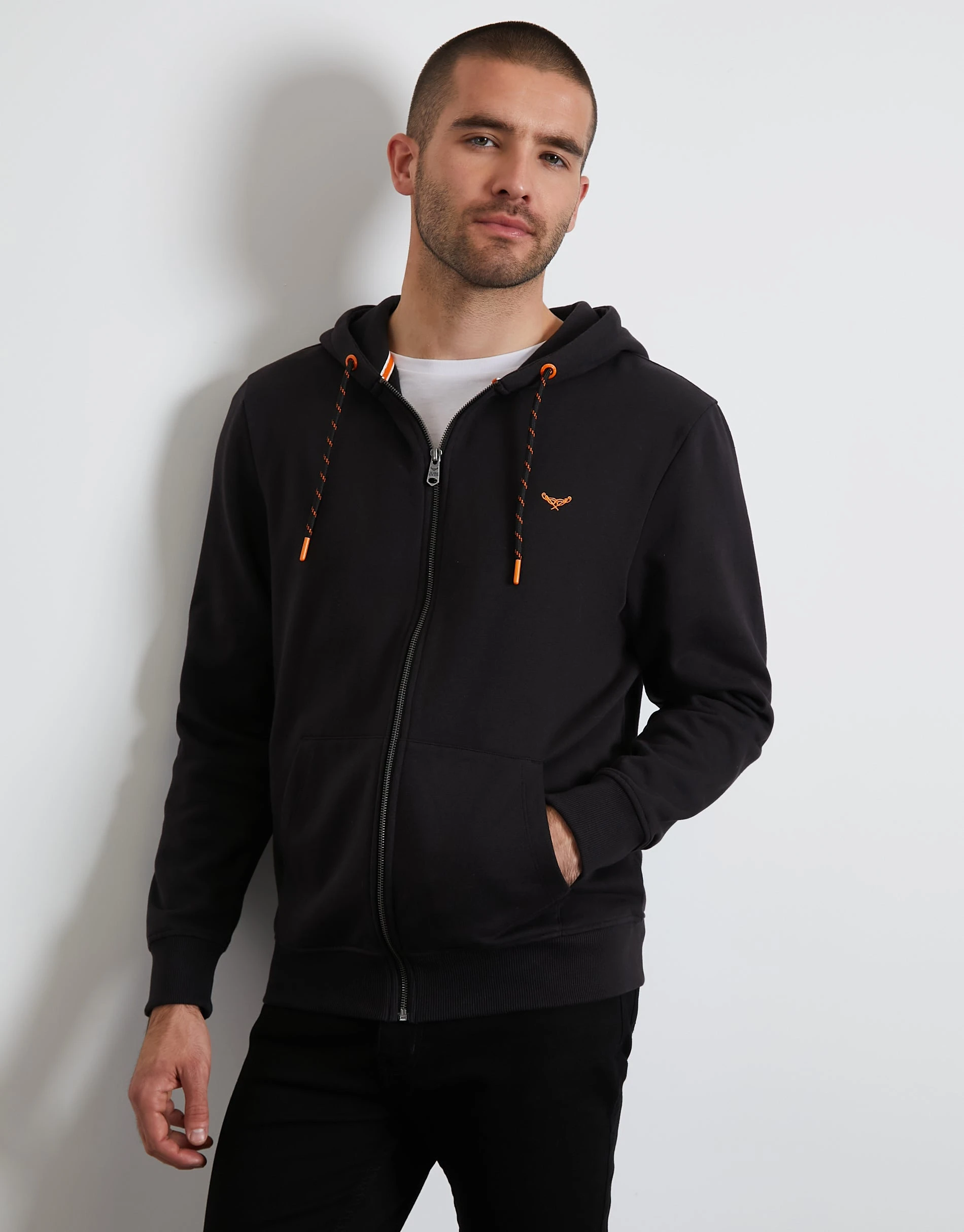 Men's Black Zip-Through Hoodie