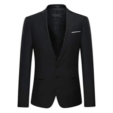 Mens Blazer Casual Slim Fit Formal Suit Jackets Classic 2 Button Solid Wedding Tuxedo Black XXL