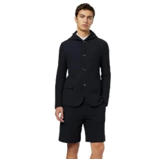 Mens Blazer Jacket Hooded Navy Blue M