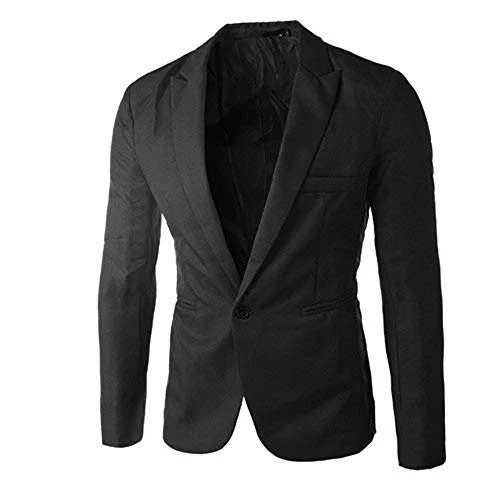 Men's Blazer Jacket Slim Fit One Button Suit Jacket Elegant Men's Jacket Leisure Business Casual Suit Wedding Suits & Jackets for Men Suit Jacket Sporty Suit Jackets Plain Everyday Suits, black, M