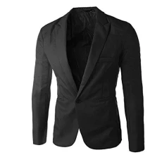 Men's Blazer Jacket Slim Fit One Button Suit Jacket Elegant Men's Jacket Leisure Business Casual Suit Wedding Suits & Jackets for Men Suit Jacket Sporty Suit Jackets Plain Everyday Suits, black, M