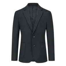 Men's Blazer Regular Fit 2 Buttons Suit Jacket Casual Sports Coats for Business Wedding Black L