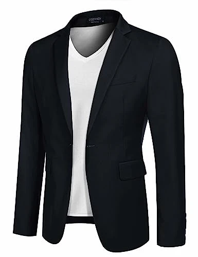 Men's Blazers Casual Sport Coat One Button Suits for Men Lightweight Suit Dating Smart Jackets Wedding Classic Tuxedo Dark Blue L