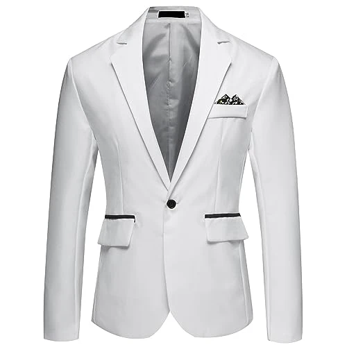 Men's Blazers Slim Fit Tuxedo One Button Suits for Men Classic Lightweight Suit Regular Smart Jackets Wedding Business Casual Workout Blazer