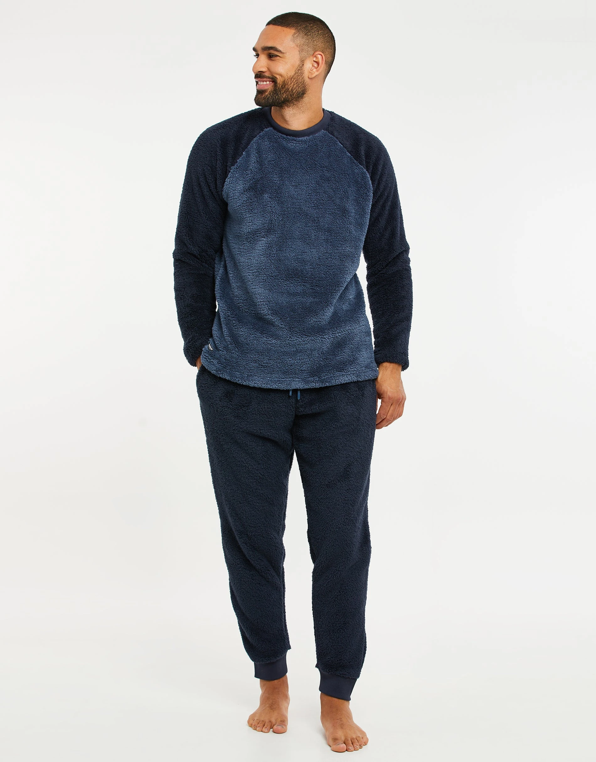 Men's Blue Faux Borg Loungewear (2-Piece Set)