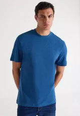 Mens Blue Textured Oversize T-Shirt