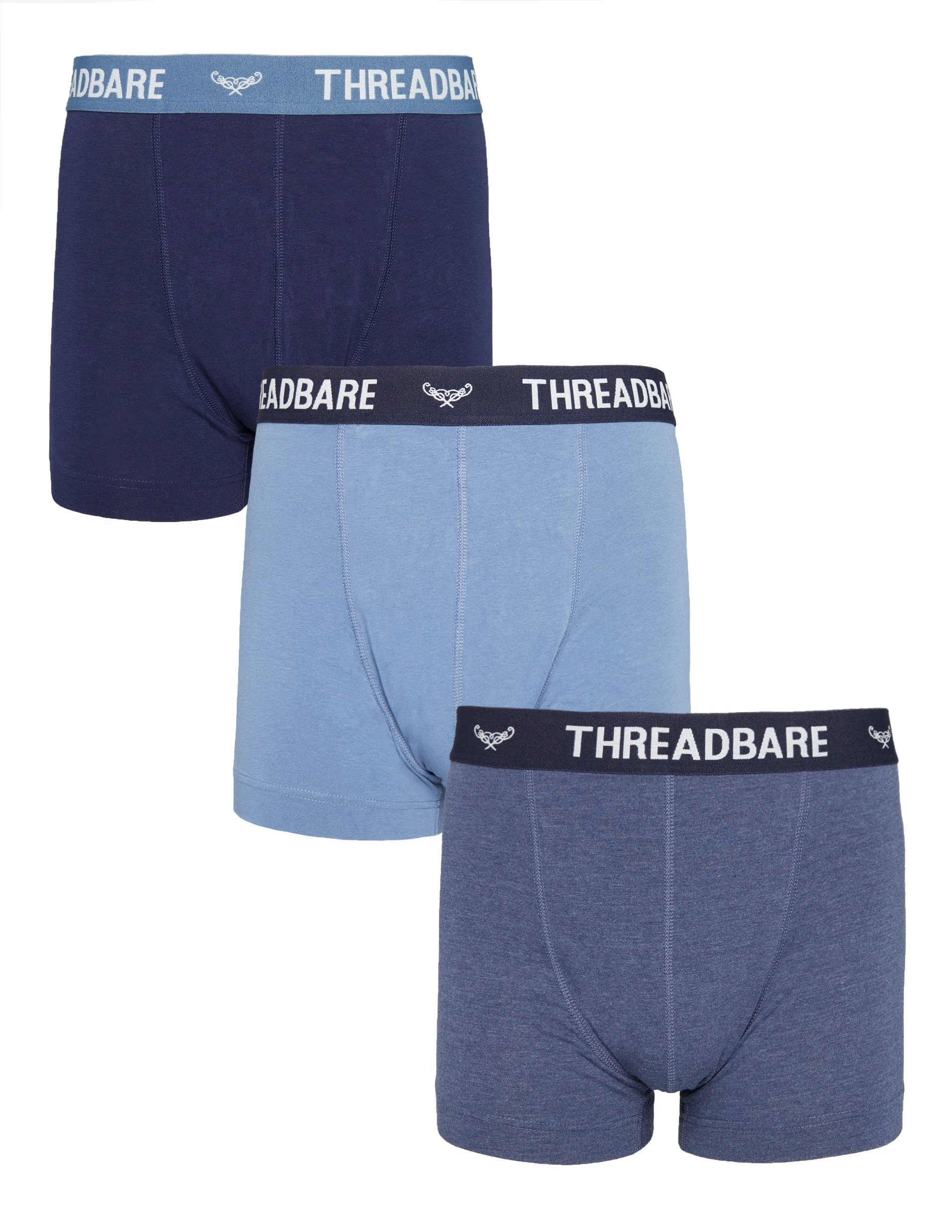 Men's Blue Tonal Logo Hipster Boxer Shorts (3 Pack)