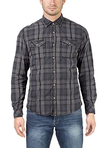 Men's Boland Casual Shirt, Grey (Charcoal Grey Check 9039), XXL