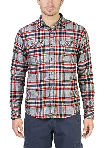 Men's Boland Flannel Casual Shirt, Grau (Warm Grey Check 9026), 18