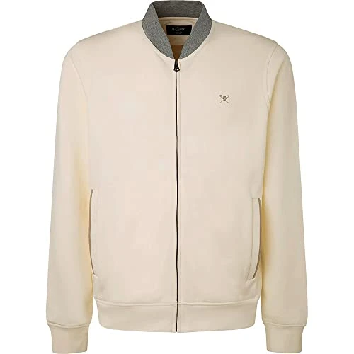 Men's Bomber Fz Jacket Sweatshirt, Ecru, XXL