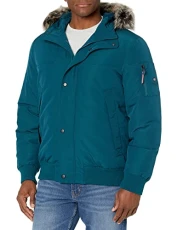 Men's Bomber Jacket Down Alternative Coat, Teal, XXL Men's Bomber Jacket Down Alternative Coat, Teal, XXL
