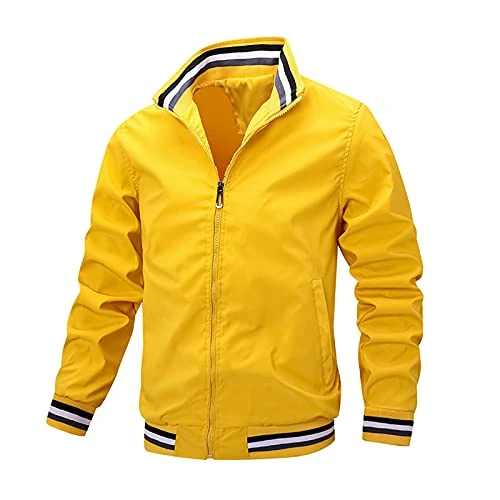 Men's Bomber Jacket Lightweight Casual Winter Sports Jackets Baseball Collar Cargo Outwear
