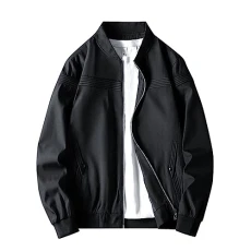 Men's Bomber Jacket Lightweight Windbreaker Casual Spring Fall Thin Outerwear Sportswear Black Jacket
