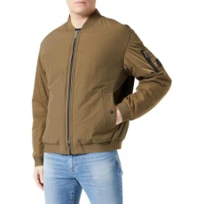 Mens Bomber Jacket Outerwear Top Open Green M