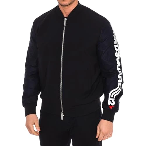Men's Bomber Jacket S74AM1159-S40320, Black/White, numeric_52