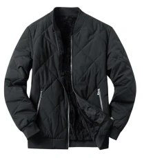 Men's Bomber Jacket Winter Warm Fleece Lined Jackets Casual Thickened Windbreaker Coat Black XL