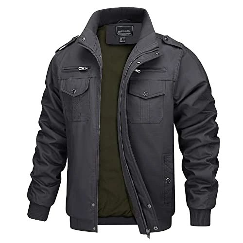 Mens Bomber Jackets Casual Workwear jacket Mens Cotton Coats for Men Slim Fit Jacket Men Warm Windbreaker jacket Mens Multiple Pockets Coat