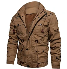 Mens Bomber Jackets Winter Thick Casual Coat Multi-Pocket Button Military Jacket Mens Bomber Jackets Winter Thick Casual Coat Multi-Pocket Button Military Jacket