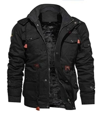 Mens Bomber Jackets Winter Thick Casual Coat Multi-Pocket Button Military Jacket Mens Bomber Jackets Winter Thick Casual Coat Multi-Pocket Button Military Jacket