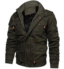 Mens Bomber Jackets Winter Thick Casual Coat Multi-Pocket Button Military Jacket Mens Bomber Jackets Winter Thick Casual Coat Multi-Pocket Button Military Jacket
