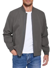 Men's Bomber Lightweight Jacket Casual Fashion Windbreaker Flight Zip Up Outdoor Coat Jackets, Deep Gray, M