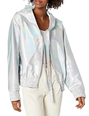 Men's Bonded Hooded Bomber Jacket, Hologram, XS
