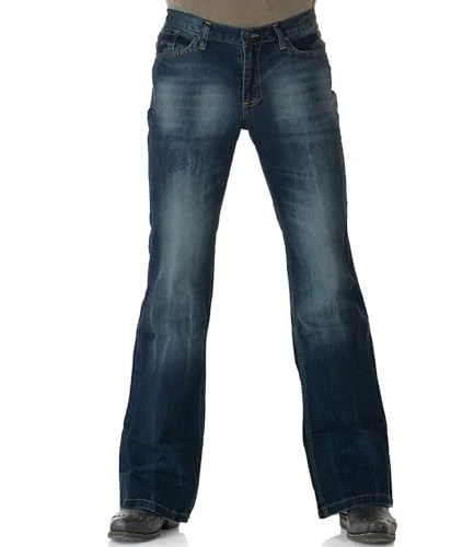 Men's Boot Cut Plain Jeans Blue Blue - Blue - 38W/34L