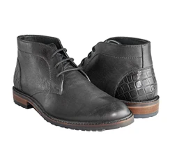 Men's Boots | Leather Boots for Men | Casual Shoes for Men | Leather Ankle Boots | Winter Boots for Men, Black/White, 11.5 UK