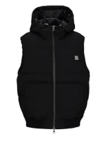 Mens Borontino2341 Regular-fit Hooded Puffer Gilet with Stacked-Logo Trim Black Mens Borontino2341 Regular-fit Hooded Puffer Gilet with Stacked-Logo Trim Black