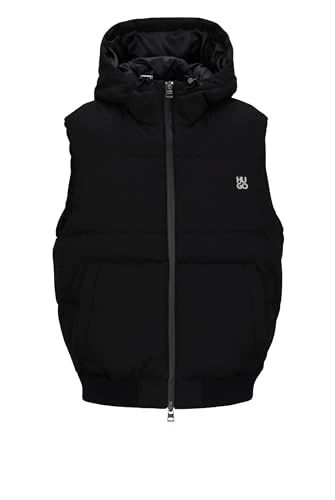 Mens Borontino2341 Regular-fit Hooded Puffer Gilet with Stacked-Logo Trim Black